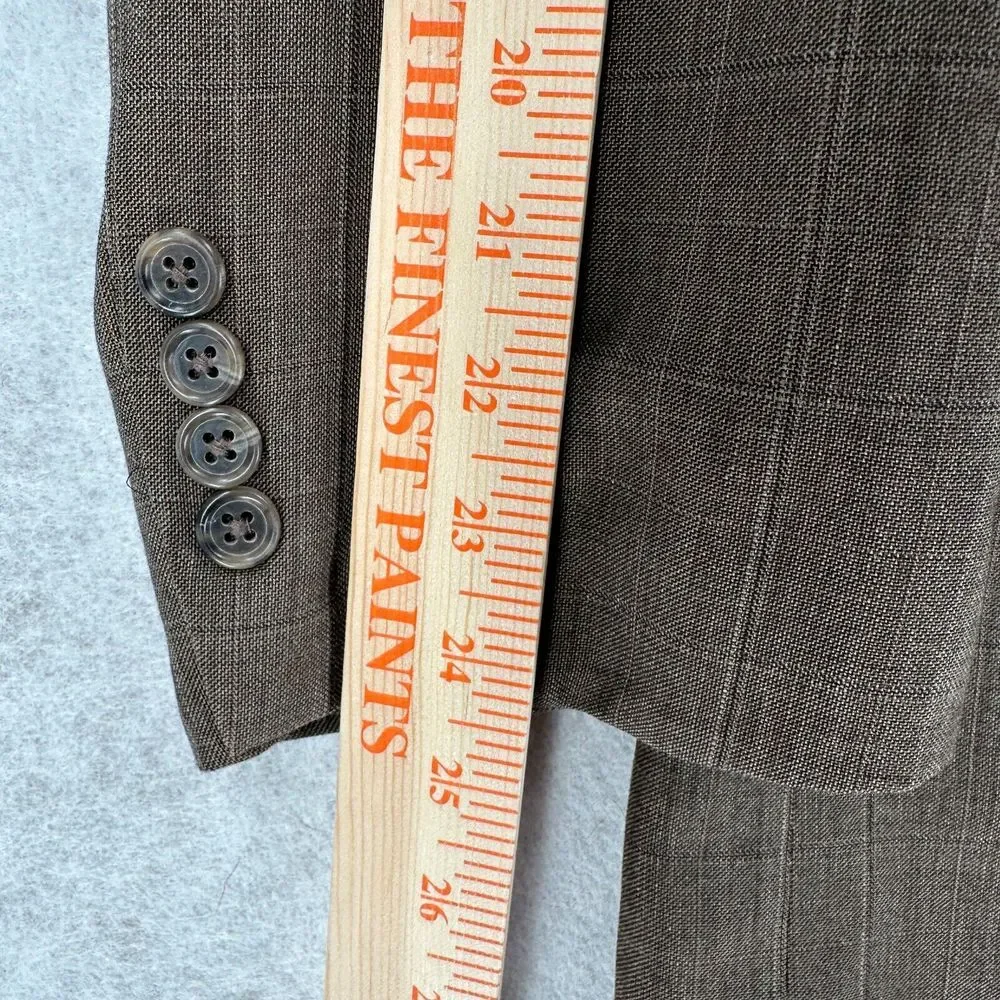 BURBERRY 2PC SUIT 46L Windowpane Wool Sports Coat Blazer Jacket &‎ Pants 38X29